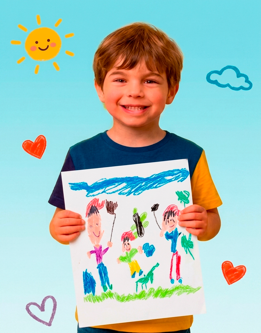 Criança com o seu desenho